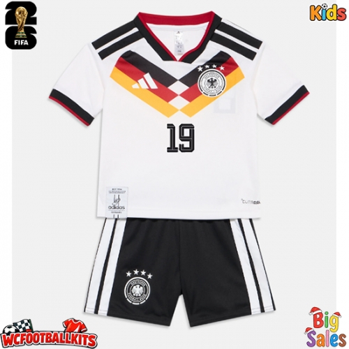 Germany Leroy Sane #19 Replica Home Stadium Kit for Kids World Cup 2026 Short Sleeve (+ pants)